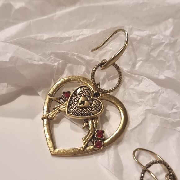 New FP LOVE SONG Antique Gold Bird Heart Charm Earrings - Picture 4 of 8